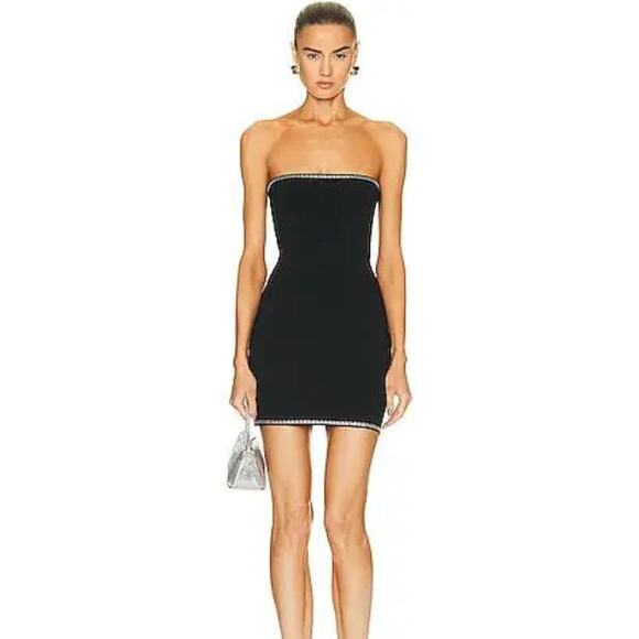 Alexander Wang Black Swarovski Crystal Trim Mini Dress Detachable Straps XS NWT - Picture 3 of 11